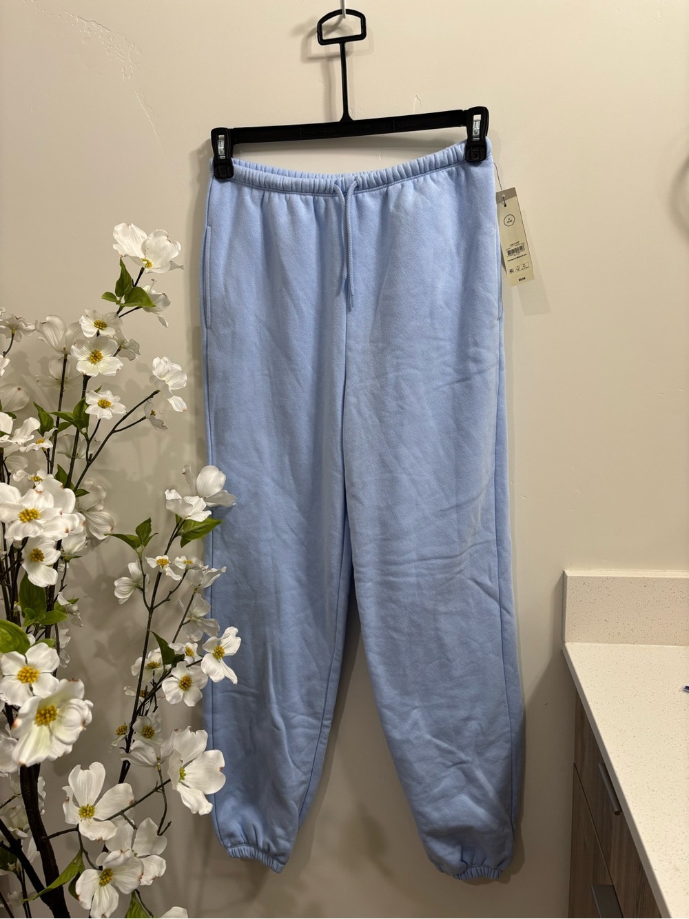 Bundle: Blue Joggers, White Crop Top, Black-White Striped Crop Top, OB Crop Top - Picture 2 of 11